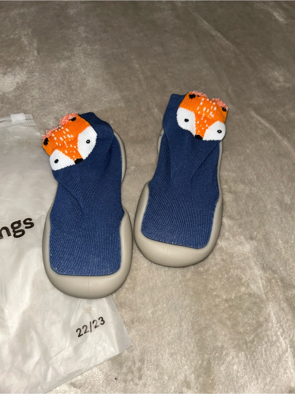 New Tiny Explorings Baby & Walker Shoes - Blue w/ Orange Fox 22/23 18-24 months